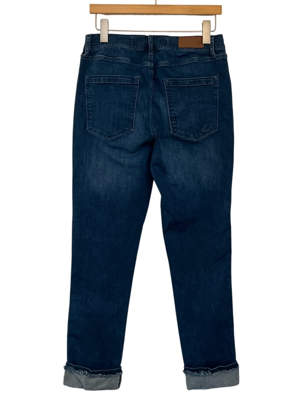 Karl Lagerfeld Raw Hem Fringe Crop Cuffed Jeans Size 12 - Picture 2 of 10
